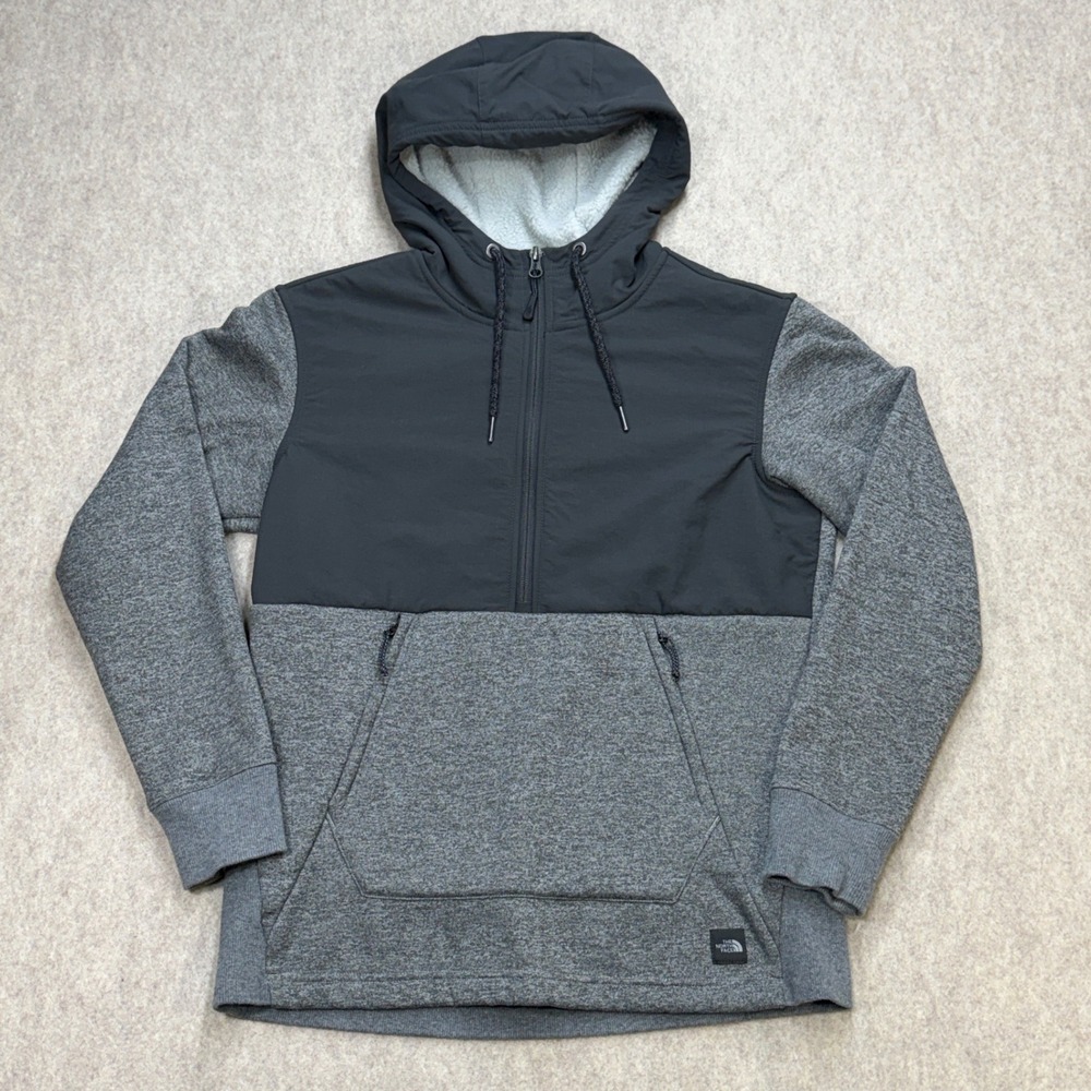The North Face 1/4 Zip Hoodie Women M Gray Gorpcore Hiking Granola Girl Academia